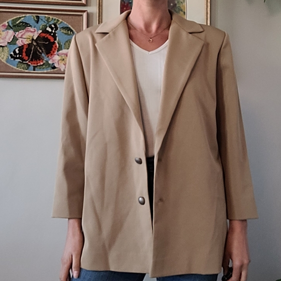 Vintage tan blazer jacket - Picture 2 of 5